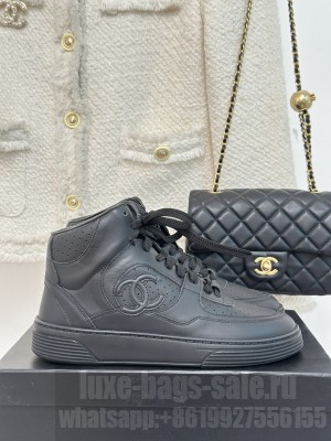 Chanel Calfskin High top Sneakers G45080 Black