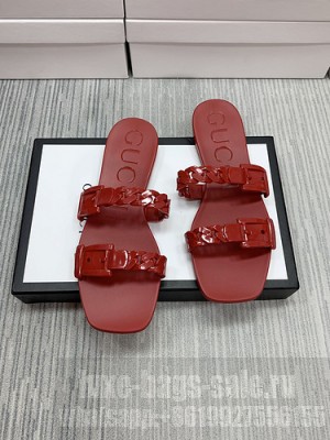 Gucci Women's rubber slide sandal Red 2021 Collection 