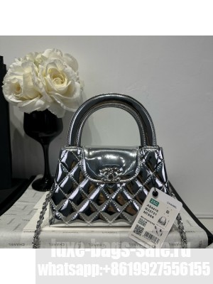 Chanel MINI SHOPPING BAG Patent leather AS4416 Silver