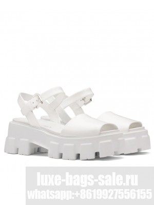 Prada Women's Monolith Brushed Leather Sandals White