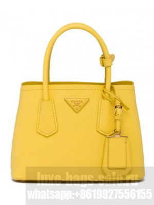 Prada Double Saffiano Leather Mini Bag Yellow