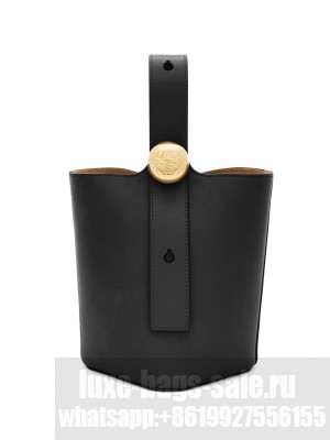 Loewe Mini Pebble Bucket Bag In Mellow Calfskin Black