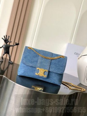 Celine TEEN CELINE VICTOIRE BAG IN Denim 116593 blue