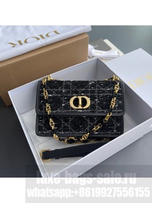 DIOR Miss Caro Mini Bag Toujours Bag Black Cannage Tweed S5169UD