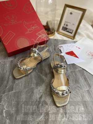 Christian Louboutin Round Studde Gold Flat 2021 Collection