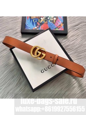 Gucci Calfskin Belt 30mm with GG Buckle Brown/Gold 2020 Collection