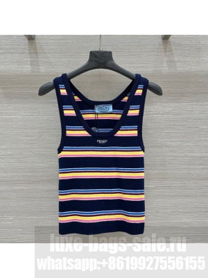 Prada Cotton Striped Vest Blue/Multicolor 2025