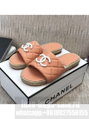 Chanel Quilted Lambskin Flat Espadrilles Slide Sandals Light Pink Spring/Summer 2021 Collection