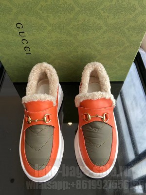 Gucci Fabric and Leather Loafers with Shearling Lining 05