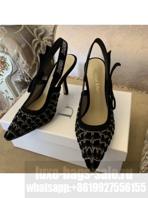 Christian Dior J'Adior Slingback Pumps in Mesh hand-beaded Black 2022 Collection