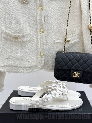 Chanel flat Camellia flip-flops white 2025
