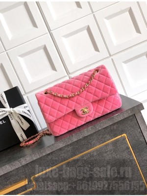 CHANEL Classic 11.12 Handbag velvet A01112 pink