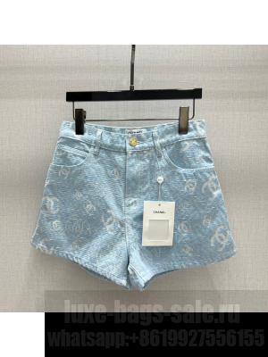 Chanel Cotton Denim Shorts Light Blue 2025