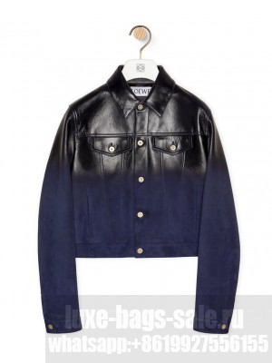 Loewe Women's Trucker Jacket In Nappa Lambskin Dark Blue