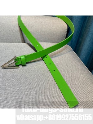 Bottega Veneta Calfskin Belt 2cm with Triangular Buckle Green/Silver  2021 Collection