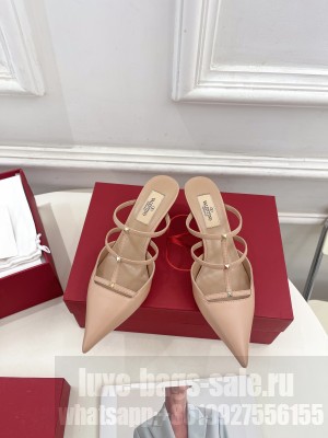 Valentino Garavani Rockstud Wispy Calfskin Mule 60mm Beige 2025