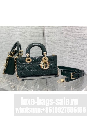 Dior SMALL LADY D-JOY BAG Patent Cannage Calfskin M0613OW blackish green