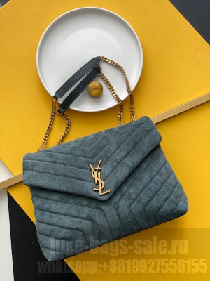YSL Saint Laurent LouLou Medium Bag in Y-Quilted Suede 5749461 Algae