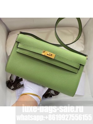 Hermes Kelly Long To Go Wallet in Original Epsom Leather Green/Gold 2020 Collection