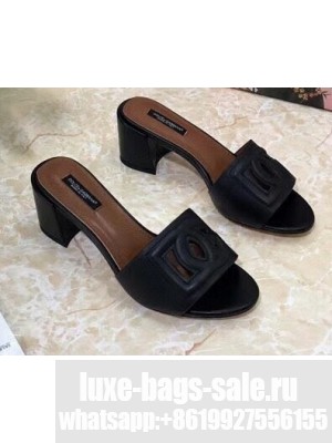 Dolce & Gabbana Heel 6.5cm Calfskin Mules Black With DG Millennials Logo 2021