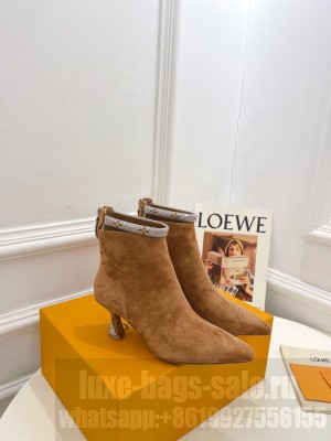Louis Vuitton Sparkle Crystal Boots 6.5cm in Suede Brown 2023