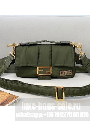 Fendi Men's Baguette Porter Nylon Medium Shoulder Bag/Belt Bag Green  2021 Collection