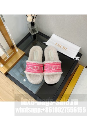 Christian Dior DIOR CHEZ MOI SLIDE Cotton Embroidery and Shearling 011