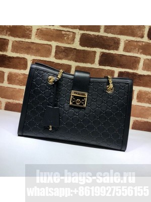 Gucci Padlock GG Embossed Leather Medium Shoulder Bag 479197 Black  Collection