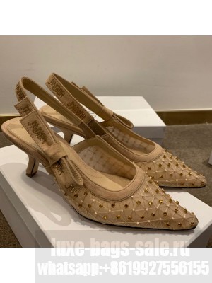 Dior J'Adior Slingback Pumps 6.5cm in Crystal Mesh Embroidery Nude/Yellow Spring/Summer 2021 Collection