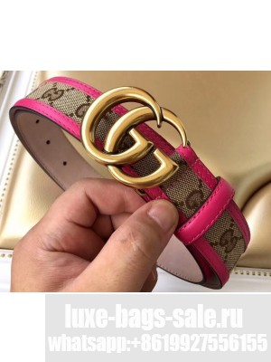 Gucci Width 3.5cm GG Canvas Belt with Double G Buckle Fuchsia