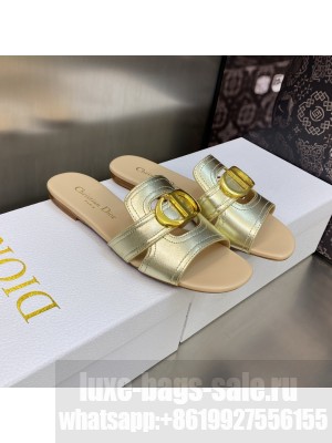 Dior 30 Montaigne Flats in Gold Metallic Calfskin 2023