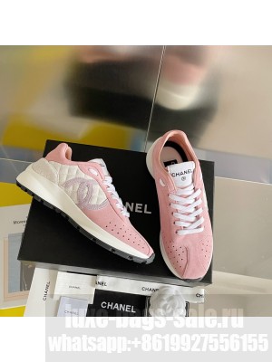 Chanel G39074 Suede Sneakers White/Pink 2022 Collection