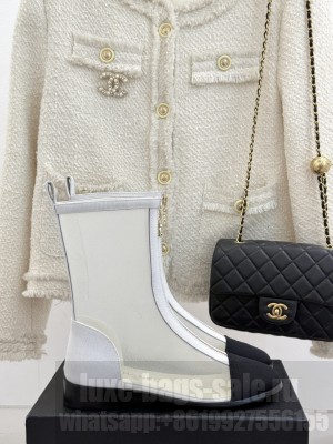 Chanel Mesh Flat Ankle Boots White 2025