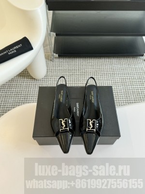 Saint Laurent Slingback Flats In Patent Leather 