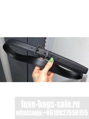Saint Laurent Width 3cm Monogramme Belt With Square Buckle In Leather So Black