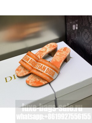 Dior Dway Heeled Slide Sandals 4cm in Cotton Embroidered 2023 Collection 021