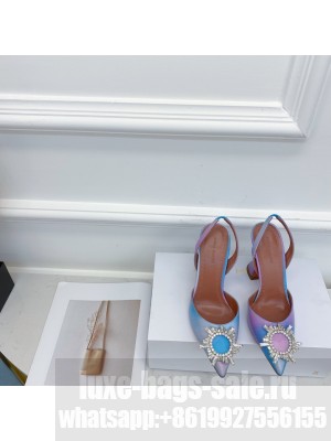 AMINA MUADDI HEEL 9.5CM BEGUM SLINGBACK PUMPS SHADOW Blue 04 2021 Collection