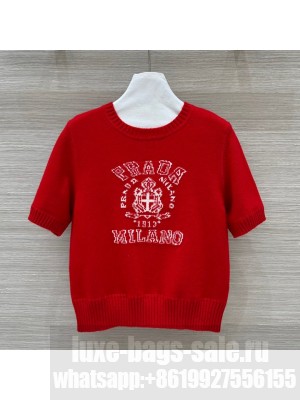Prada Wool Short-sleeved Sweater P121729 Red 2024