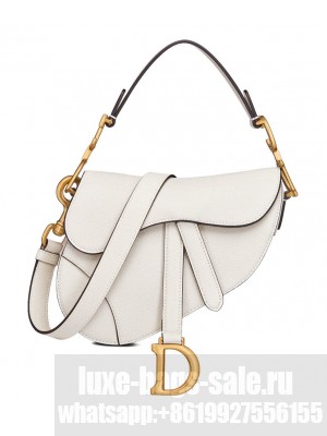 Christian Dior Mini Saddle Bag With Strap White