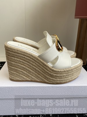 Dior 30 Montaigne Wedge Slide White Calfskin