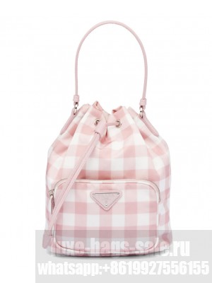 Prada Duet Printed Re-Nylon Bag 1BH038 Pink