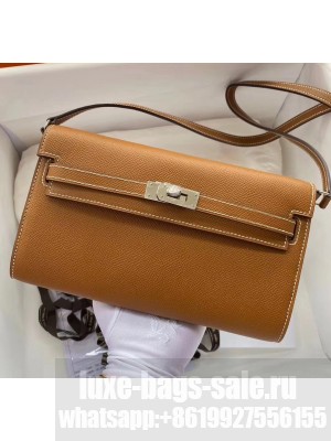 Hermes Kelly Long To Go Wallet in Original Epsom Leather Brown/Silver 2020 Collection