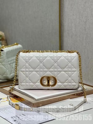 LARGE DIOR CARO BAG Supple Cannage Calfskin C3155 white&gold