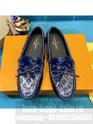 Louis Vuitton 1A3QO2 Gloria Monogram Leather Flat Loafer Dark Blue 2021 Collection