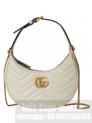 Gucci GG Marmont Half-moon-shaped Mini Bag Cream