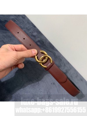Chanel Reversible Calfskin Belt 30mm with CC Buckle Burgundy Collection