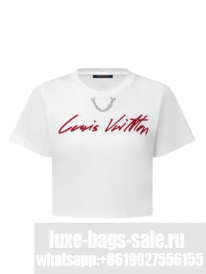 Louis Vuitton Women's Letter Print Cropped T-shirt Pink