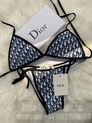 Dior Blue Dior Oblique Technical Fabric BIKINI TOP WITH TIES