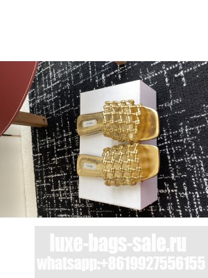 TOTEME Braided-leather bandeau slides Gold