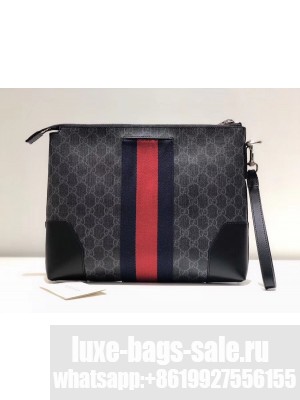 Gucci Men's GG Supreme Clutch Bag ‎523603 Black/Grey 2018